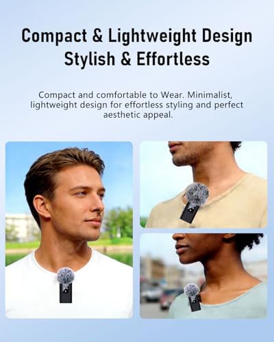 4 Wireless Lavalier Microphone for iPhone Android Phone Pad Computer, Pro Lapel Mini Microphone for Video Recording Vlog Podcast Stream YouTube TikTok, 48KHz 24Bit, Reverb,Noise Cancelling