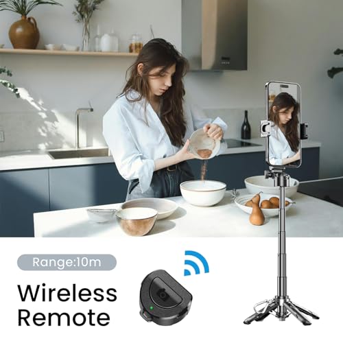 Selfie Stick Tripod with Fill Light & Bluetooth Remote | 3-in-1 portable selfie stick, tripod stand & fill light. Bluetooth remote, 360° rotation. Compact foldable design for travel - color: Black, style: Lighted model