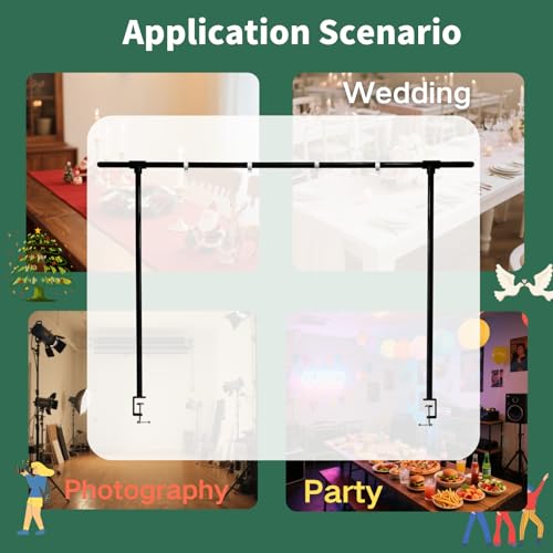 Beyeutao Over The Table Rod Stand with Clamps Adjustable 16"-87" Length 30"-45" Height Metal Balloon Arch Stand Black Table Backdrop Frame Suitable for Photography Wedding Birthday Party Christmas - color: Black, size: 16-87 Inches