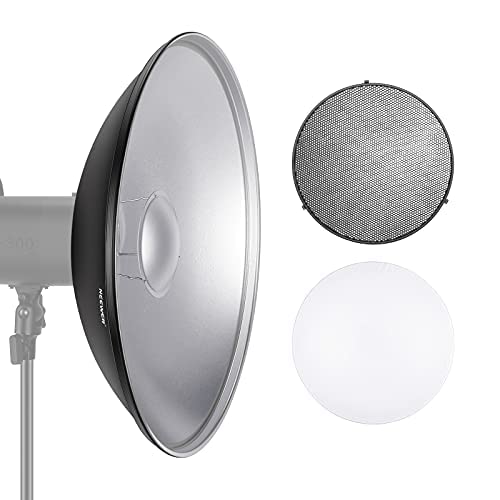 NEEWER 21.6"/55cm Metal Beauty Dish Bowens Mount Reflector with White Diffuser, Honeycomb Grid for Strobe Flash Video Light Compatible with Godox AD600 NEEWER CB60 Q4 Vision 4 S101 Series, NK-NARC22 - style: 21.6"/55cm
