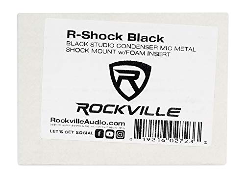 Rockville R-Shock Black Metal Shock Mount for Studio Condenser Microphones, 43-48mm Fit, Anti-Vibration Design, Durable Build, for Podcasting and Recording