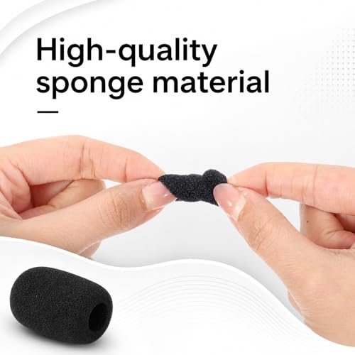 50 Pcs Headset Mic Foam Cover, Microphone Foam Overs, Microphone Foams Covers for Lavalier & Headset Microphones, Noise Reduction Sponge Material, Black