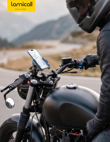 Lamicall Motorcycle Bike Phone Mount Holder for 6-7.2" Phones, Blue | Upgrade Vibration Dampener, Camera Friendly - color: Blue