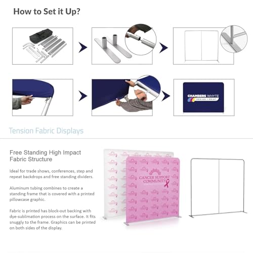 (Double-Sided Print) Tension Fabric Backdrop Trade Show Fabric Banner | 10x8 FT Custom Tension Fabric Display Large Trade Show Backdrop Display Booth Exhibit Standing Banner with Aluminum Frame - size: 10 x 8 FT