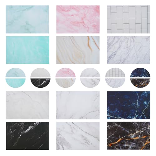 12PCS 12Patterns Product Photography Backdrops,Photo Backdrop Double Sided Marble and Tile Photo Background(16.5X11inch) - color: Marble series