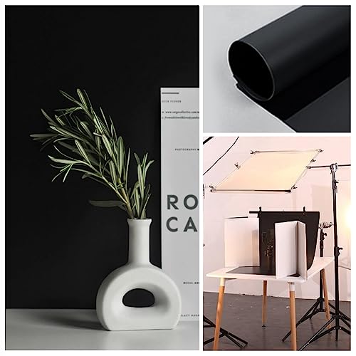 BENECREAT 40x15inch PVC Photography Backdrop, Matte Black PVC Vinyl Photo Background for Product Video Photography Photo Studio - color: Black