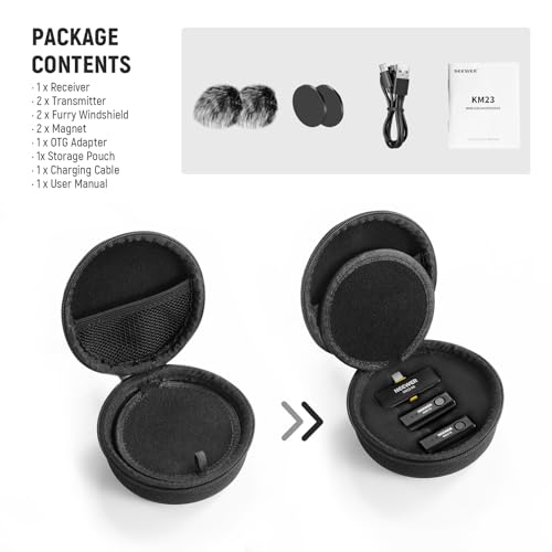 NEEWER Wireless Lavalier Microphone for iPhone Android Tablet PC Laptop 131ft/40m Range Noise Cancellation Omnidirectional Mic for Vlogging Live Streaming (1x RX + 2x TX), KM23