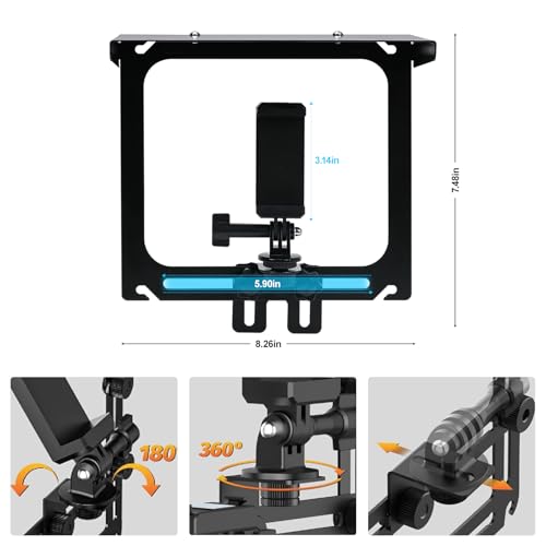 Cell Phone Fence Mount with Shade, Game Recording Mounting Kit Works with Gamechanger, iPhone, Mevo Start, Phones, and GoPro, for Recording Baseball,Softball and Tennis Games