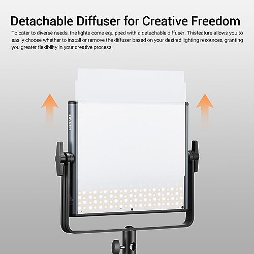 Godox LDX50Bi 14'' Bicolor LED Video Light, 65W 2800K-6500K LED Panel Light with 600 LED Beads 11 FX Effects CRI/TLCI 96+ 9200Lux Dimmable 0-100% Studio Soft Lights for Photography