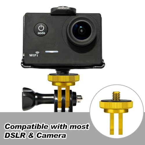 Frienda 4 Pieces Aluminum Camera Tripod Mount Adapter 1/4-20 Conversion Adapter for Tripod Compatible with GoPro Action Cameras and Other Standard 1/4 Accessories(Gold) - color: Gold