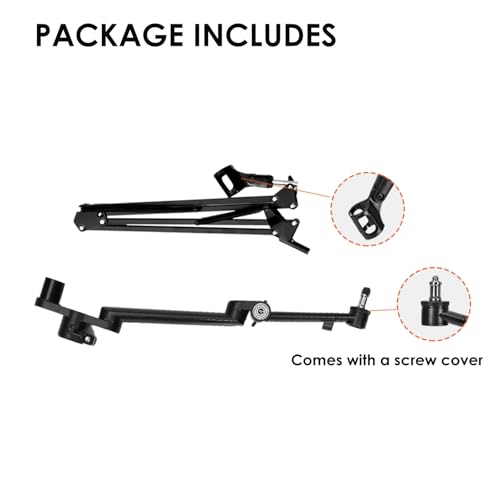TARION Modular Desktop Arm Set - 18"/45 cm Adjustable Stand with Spigot Mount for COB Lights + 29.4"/75 cm (Max) Mic Boom Stand for Microphone Compatible with 35 mm Rods - Titanrig Arm Y - size: Arm Y (Light / Mic)