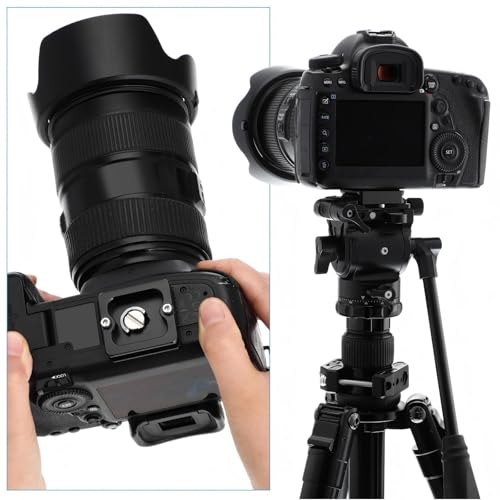 Frienda 2 Pieces Metal Quick Release Plate with 1/4''-20 Camera Screw Tripod Mount Plate Fits Standard for DSLR Camera Tripod Ball Head (Black,Pu40) - color: Black, style: PU40
