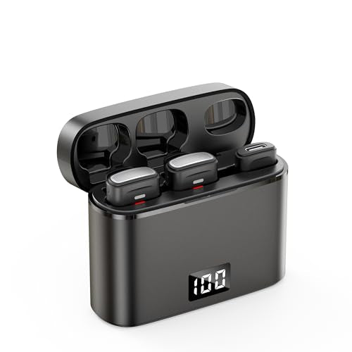 NPTCL Wireless Lavalier Mini Microphone for iPhone Video Recording | Noise Canceling Lapel Lav USB C Mic, LED Digital Charge Display, 35 Hour Charging Case for VlogYoutube Tiktok Podcast - style: USB-C