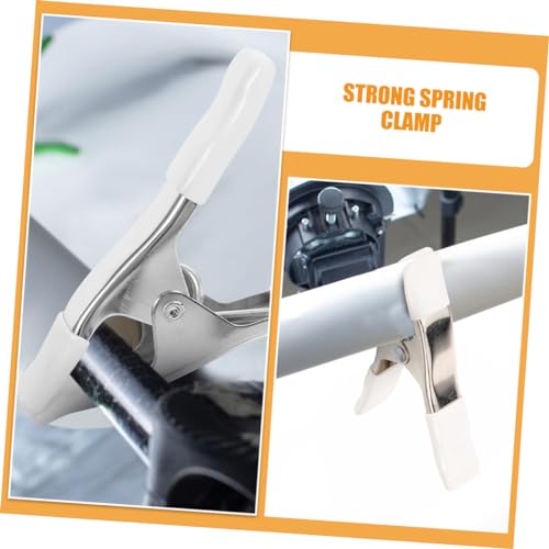 UKCOCO 4 Pack Heavy Duty Spring Clamps, 4 Inch Nickel-Plated A-Shape Metal Clips with PVC Protective Tips, White Tension Clamps for Woodworking, Backdrop Stand, Crafts and Wedding Dress Fitting