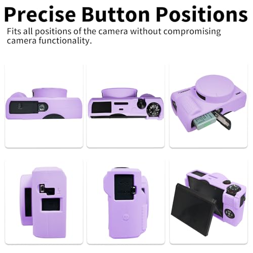 G7X Mark III Case, Soft Silicone Protective Case Cover for Canon Powershot G7X Mark III Digital Camera, Durable Camera Body Skin Protector with Removable Lens Cover - Purple - color: Purple