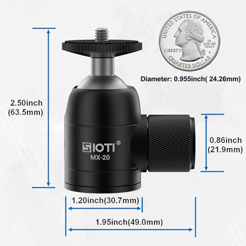 SIOTI Tripod Swivel Mini Ball Head, with a Hot Shoe Mount, Panoramic 360° Vertical Pan 90°, Compatible with Digital Camera/Compact DSLR/Cell Phone/Monopod/Light Stand/Action Camera etc. - color: Mini Ball Head with Hot Shoe