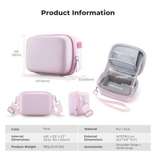K&F CONCEPT Carrying Case for Digital Camera, Hard Shell Protective Travel Case Compatible with Ricoh GR III/GR IIIX/for Sony ZV-1 RX100/ for Canon G7X Mark III/G5X Mark II (Case Only) - color: Pink