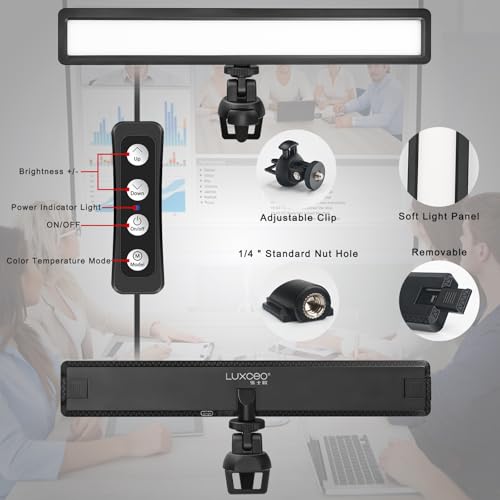 luxceo Video Conference Lighting, Zoom Light for Remote Working, Webcam Lighting for Laptop, Zoom Calls, Live Streaming, Online Class, Self Broadcasting, Video Conference Light Kit for Zoom Meeting