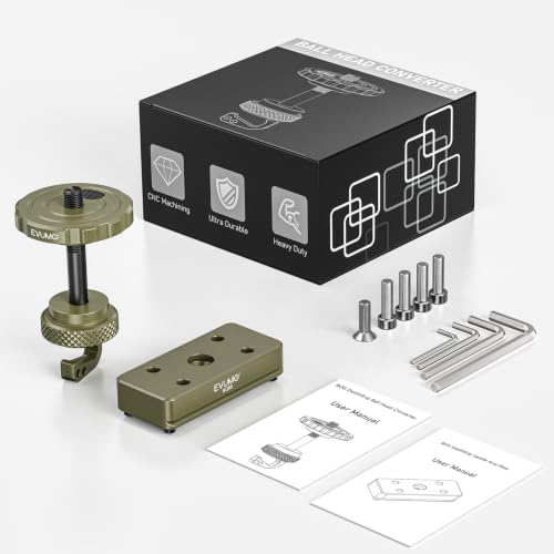 EVUMO Ball Head Conversion Kit for BOG DeathGrip Tripod, 6061-T6 Aluminum Ball Head Converter Adapter and Arca Swiss Saddle Mount Plate Complete Kit Combo for BOG Shooting Tripod (Green) - color: Green