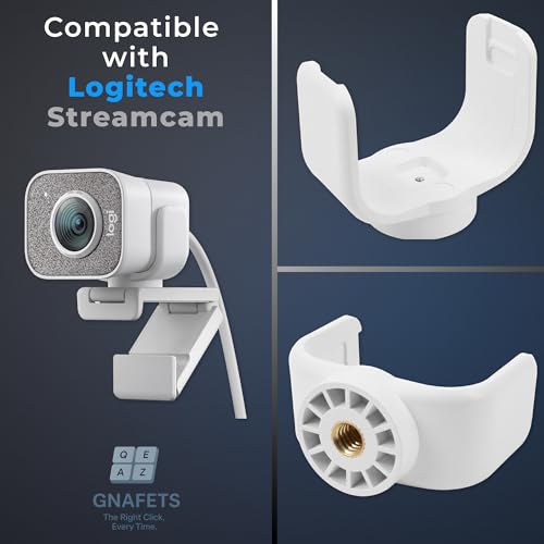 Webcam Holder, Durable, Tight Grip, Stable Mount - Compatible with Logitech StreamCam, Black and White (White) - color: White