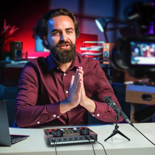 G1 Audio Mixer Kit for Live Streaming,Live Sound Card for Streaming,Audio Interface DJ Mixer Sound Card/Board Condenser Microphone for Tiktok Gaming Video Content Creator Kit.