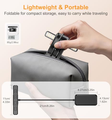 Gritin 2026 Gen 2 Book Light for Reading- 32 Eye Caring Full Spectrum LED | 5 Colors & 5 Brightness, Adjustable Wide/Narrow Beam, Upgrade 1500mAh Long-Lasting Rechargeable Clip on Light for Book Lovers - color: Black