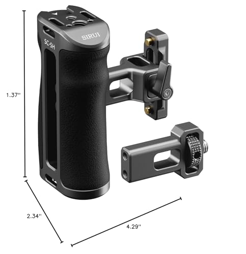 SIRUI Camera Cage Side Handle, Aluminum NATO and 3/8'' Locating Mount for ARRI Side Hand Grip with Cold Shoe and Threaded Holes, Up and Down Adjustable, Pack of 1, SC-SH