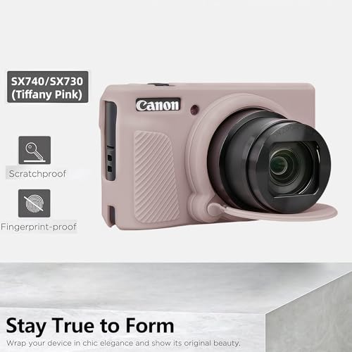 Camera Case for Canon PowerShot SX740/ SX730 Digital Camera,SX740 HS Case, Soft Silicone Protective Case Removable Lens Cover,Comes with 2 Screen Protectors and 1 Wrist Strap. (Tiffany Pink) - color: Tiffany Pink