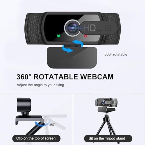 skybess 1080P HD Webcam, Live Stream Web Camera with Microphone and Privacy Cover - 110° View USB Webcam for PC Zoom Video Conferences, Calls, Skype, YouTube, Facetime, etc - Plug and Play