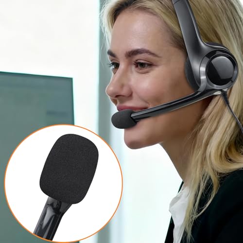 SOULWIT Mic Cover for Logitech H390/G432/G733, G/H/G Pro/Zone Series Headphones, Protective Mic Foam Cover Pop Filter Windscreen - Black(3 Small + 3 Large)