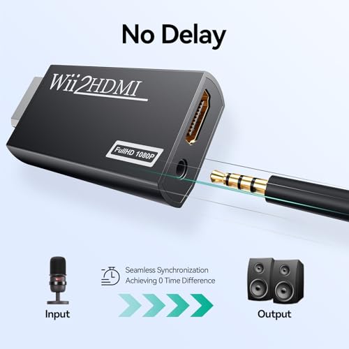 GANA Wii to hdmi Converter, wii to hdmi Adapter Supports All Wii Display Modes (wii to hdmi Black) - color: wii to hdmi Black