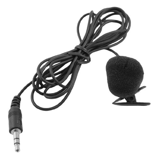 Ruilogod PC Skype MSN Chatting Black 3.5mm Connector Tie-Clip Microphone Mic 1.75M