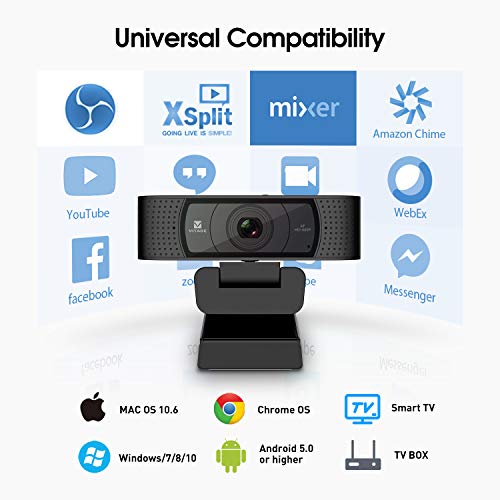 HD Webcam 1080P with Microphone & Cover Slide, 928A Pro USB Computer Web Camera Video Cam for Streaming Gaming Conferencing Mac Windows PC Laptop Desktop
