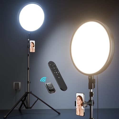 Weilisi Large Ring Light with Stand, 72“ Tripod with Ring Light, 6500K Full-Screen Ringlight Tripod for iPhone with Phone Holder, Selfie Light for Makeup, Barber, Video Recording, Photography