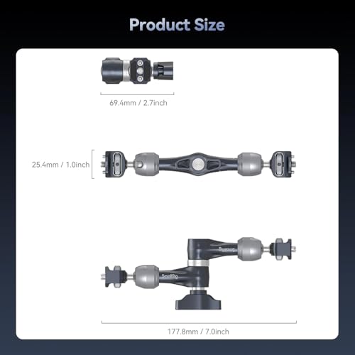 SMALLRIG 7" Rosette Magic Arm, Camera Monitor Mount, Articulating Arm with 1/4"-20 Screws and Anti-Twist Pins, Max Load Capacity 3.5kg Friction Arm, for Cameras, Monitors, LED Lights and Phones - size: 7" (Regular)