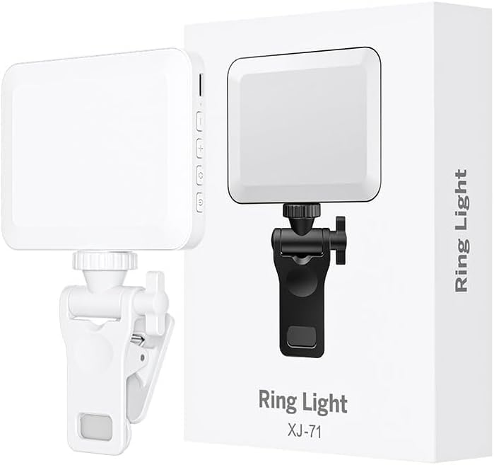 XINBAOHONG Rechargeable Selfie Light, Clip Fill Light for Phone Laptop Tablet Portable Light for Video Conference Live Streaming Zoom Call Makeup Picture (White) - color: White