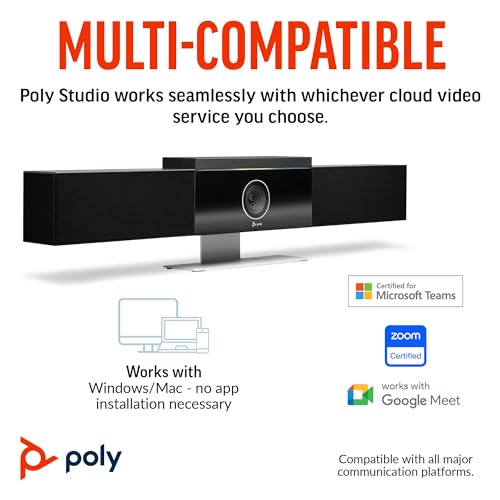 OLY Studio 4K USB Video Conference System (Plantronics) - Camera, Microphone, & Speaker Bar for Small & Medium Conference Rooms - - Teams/Zoom Certified (Renewed), Black