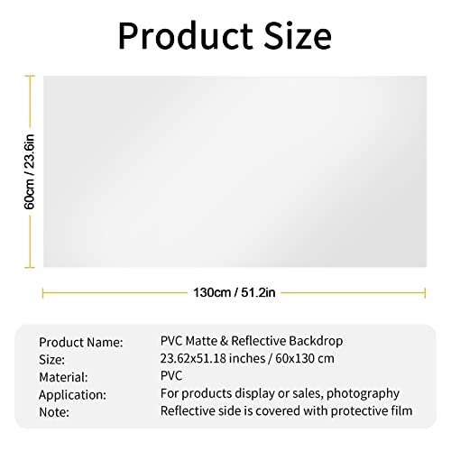 Meking White PVC Backdrop, 23.6"x51" Photography Backdrop Matte & Reflective PVC Background Dual Side Vinyl Backdrop for Product Video Photography Studio (60x130cm) - color: White