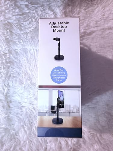 Desktop Phone Mount, 13 Inch Adjustable Stand with 360° Rotation, Phone Holder for Video Chatting and Work from Home