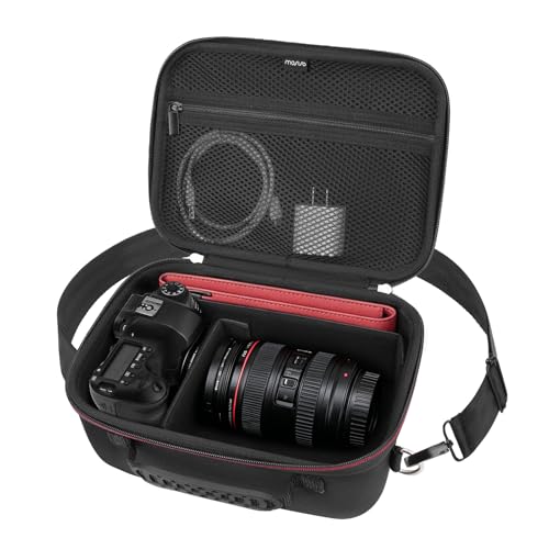 MOSISO Hard Shell Digital Camera Case, Travel Carrying Case for DSLR/SLR/Mirrorless Cameras, Len and Tripod&Shoulder Strap&3 Adjustable Dividers, EVA Case Compatible with Canon/Sony/DJI Mavic, Black