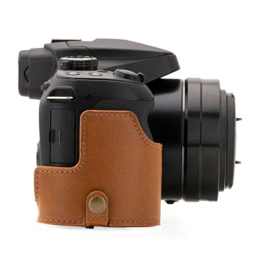 MegaGear Panasonic Lumix DC-FZ80, FZ82 Ever Ready Leather Camera Case and Strap, with Battery Access - Light Brown - MG1225 - color: Light Brown