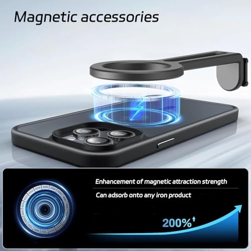Magnetic Flexible Phone Mount Holder for iPhone and Action Camera, 20 Inch Long Arm Bendable Selfie Stick with 1/4 Screw Thread, Black Aluminum Alloy