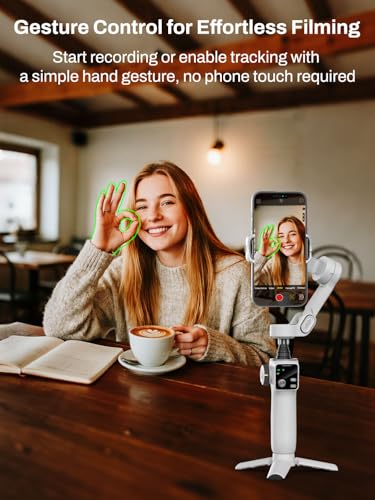 AOCHUAN Smartphone Gimbal Stabilizer for iPhone & Android, 3-Axis Phone Gimbal with Bluetooth Remote Control, Built-in 7.8” Extendable Rod, Face Tracking, Video Stabilizer – Smart V8 Kit White - color: White, size: V8 with RC