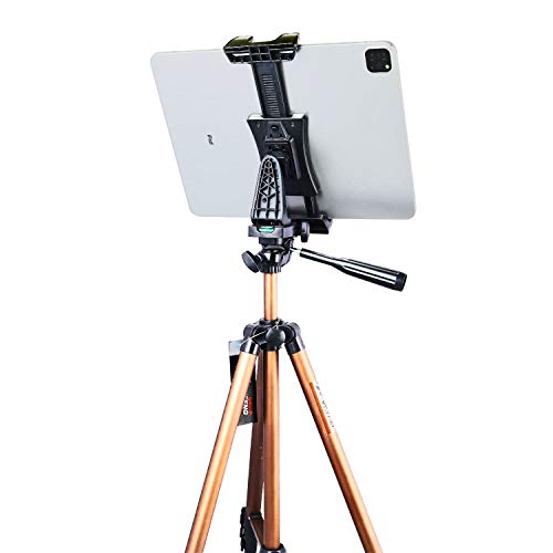 IPad Tripod Mount Adapter 360 Degree Rotatable Universal Tablet Clamp Holder for iPad Pro 12.9 11 10.5, iPad Air Mini, Surface Tab, Galaxy Tab and 3.5 to 13.5in Phone Tablet, for Tripod, Monopod
