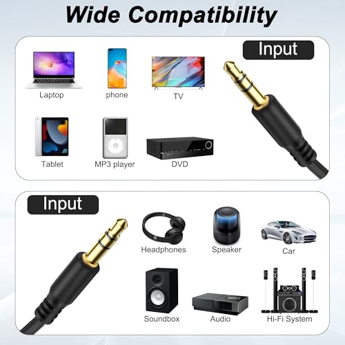 XMSJSIY 3.5mm TRS Y Splitter Stereo Audio Extension Cable 1/8" TRS 3 Pole 1 Male to 5 Male AUX Jack Adapter Headphone Cord for Mp3 Player Mobile Phone Laptop - 1M/3.2FT