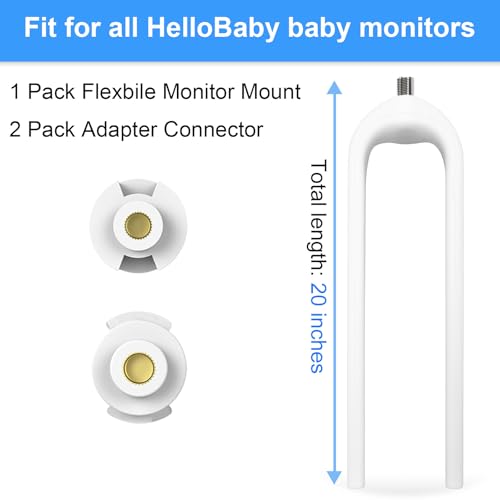 Flexible Baby Monitor Mount for HelloBaby HB6550/Pro/HB6560/HB6240/HB65/HB6351/HB6339/ HB66 Baby Camera Mount Adjustable Long Gooseneck Bracket, Baby Monitors Holder No Tools or Wall Damage (20 inch) - size: Flexible Mount