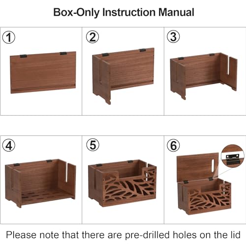 Wooden Cable Management Box, Large Cord Hider Box & Cable Organizer Box for Power Strips, Electrical Cords, Desk & Floor Cables Suitable for Home & Office