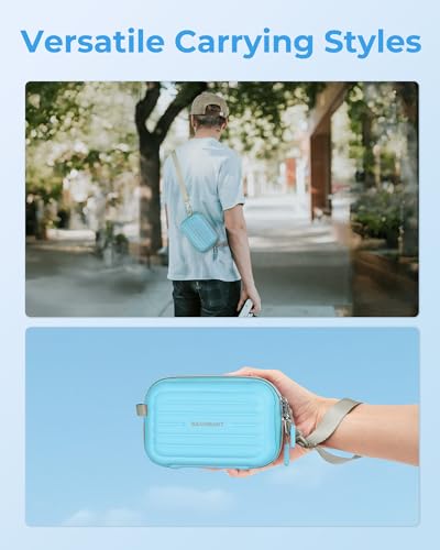 BAGSMART Digital Camera Case, Small Camera Bag with 2 Carrying Ways, Blue | Lightweight Camera Sling Bag for Canon Powershnot ELPH 180/190/Sony DSCW800/DSCW830, Waterproof & Protective - color: Blue