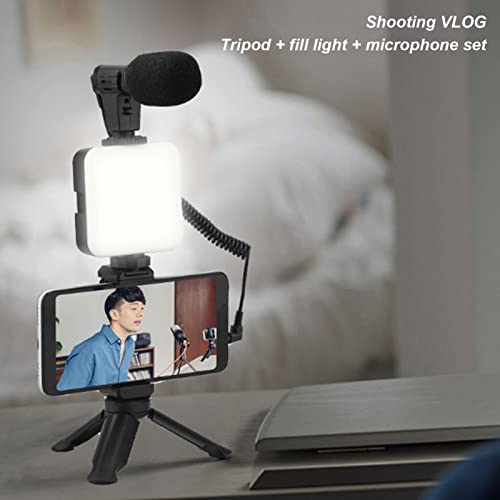 Smartphone Vlog Kit with Tripod Fill Light and Mic, Adjustable Lighting, Portable Vlogging Accessories - Soft Light, Windproof Microphone, Ideal for Content Creators