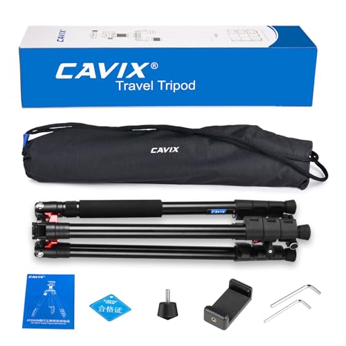 CAVIX 78.7 inch/200cm Aluminum Tripod, 2-in-1 Travel Tripod and Monopod Combo, Foldable 4-Section Lightweight with 360°Ball Head and Quick Release Plate, Load Capacity 22 lbs for DSLR Camcorder - size: Aluminum Alloy(78.7")